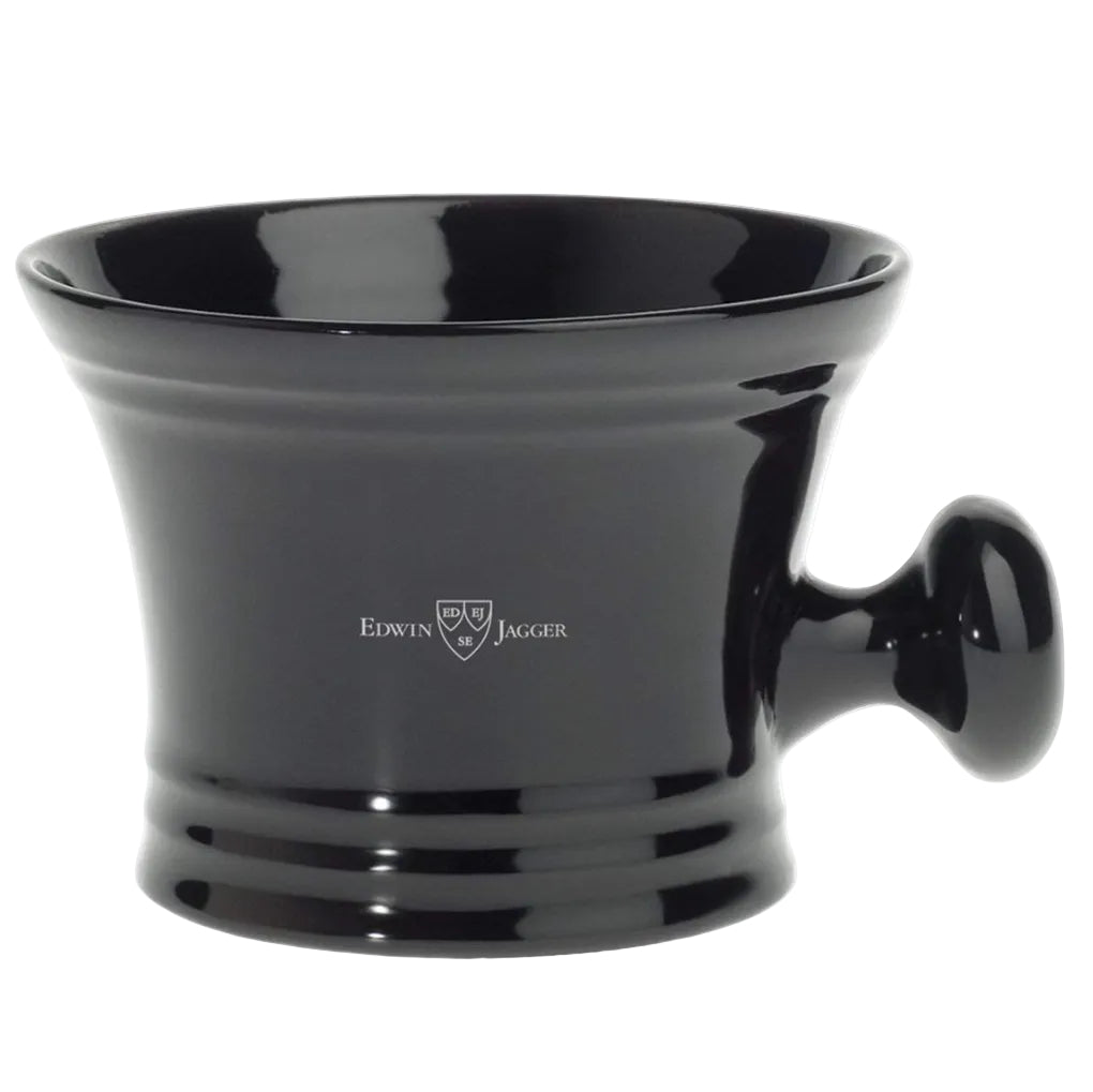 Edwin Jagger Black Porcelain Shaving Soap Bowl With Handle