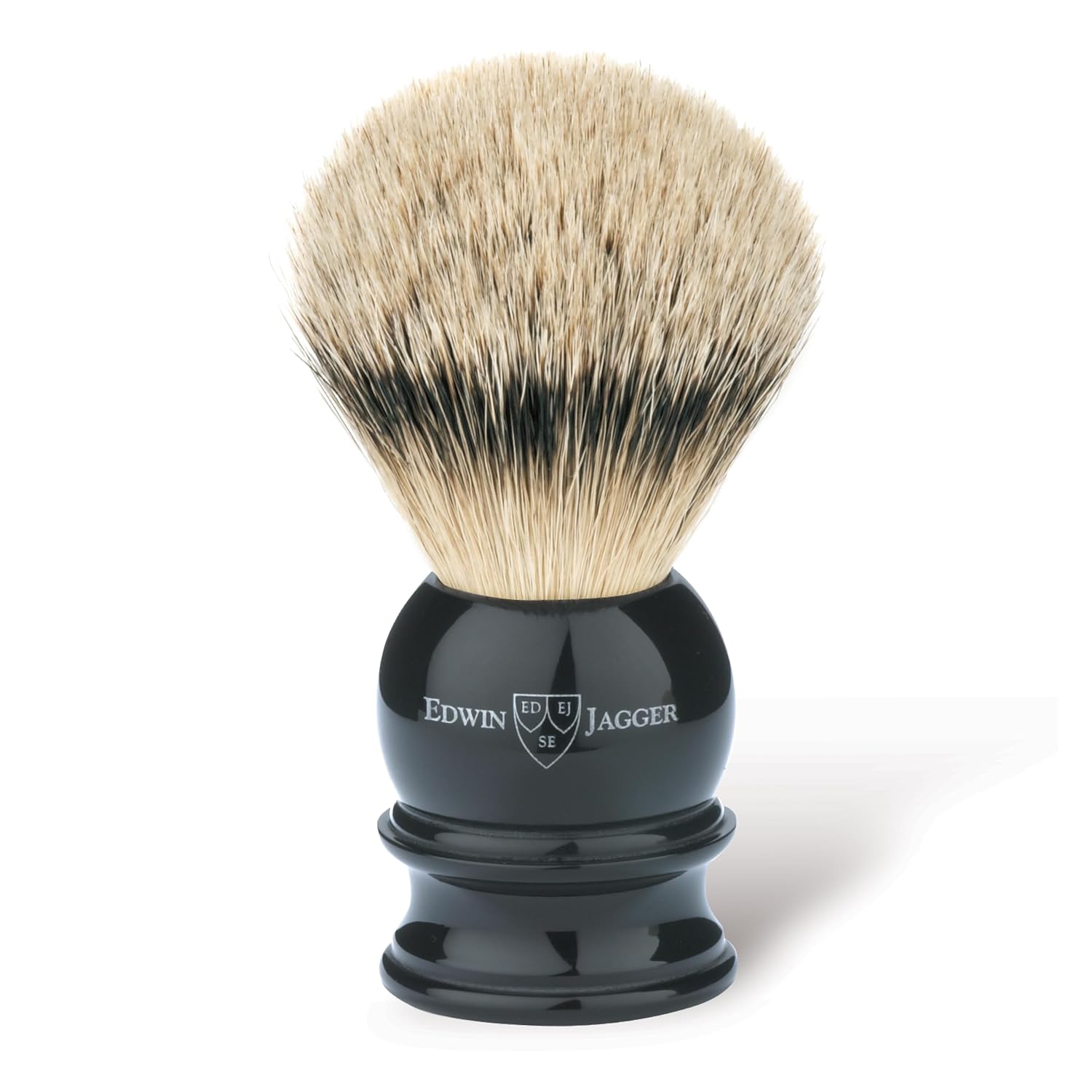 Edwin Jagger 5EJ466 Extra Large Silver Tip Badger Shaving Brush, Imitation Ebony for use with Shaving Cream or Soap for Men