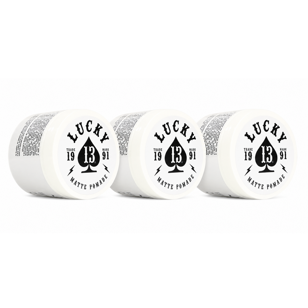 Lucky 13 Barber Supplies Matte Hair Pomade | Water-Based | High Hold | Matte Finish | Tobacco Vanilla Scent, 4oz