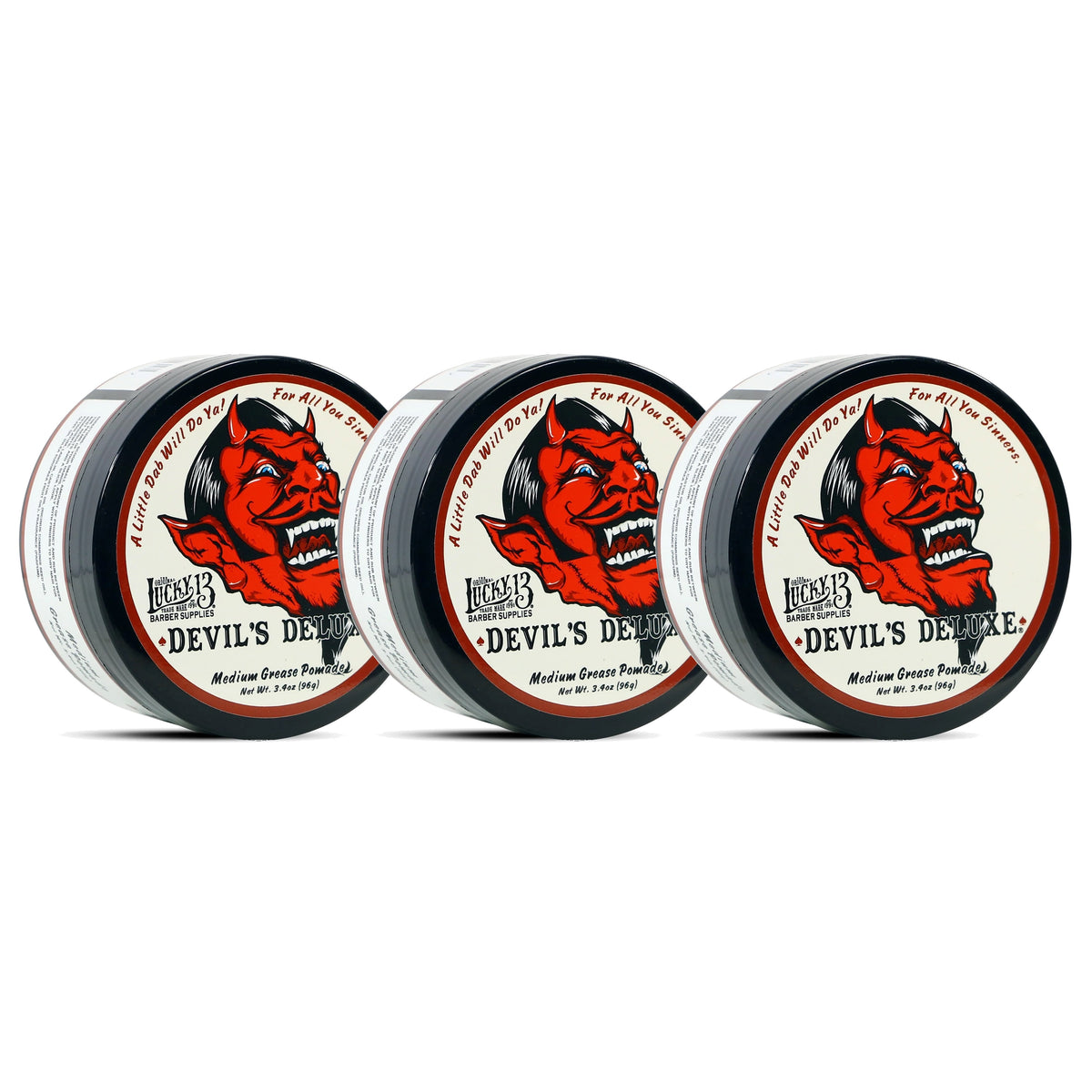 Lucky 13 Devil's Deluxe Grease Pomade 3.4oz | Oil Based | Medium Hold and Shine