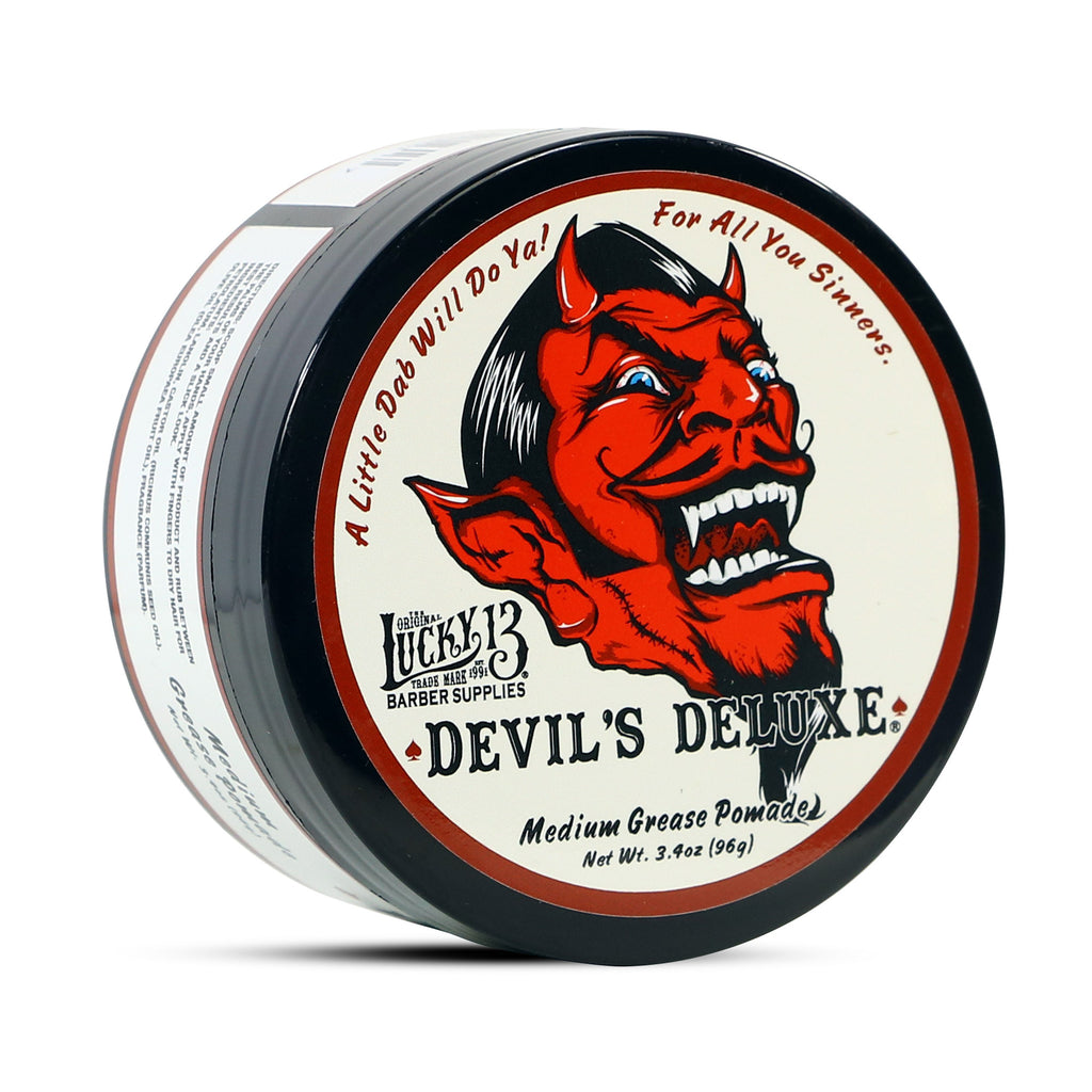 Lucky 13 Devil's Deluxe Grease Pomade 3.4oz | Oil Based | Medium Hold and Shine