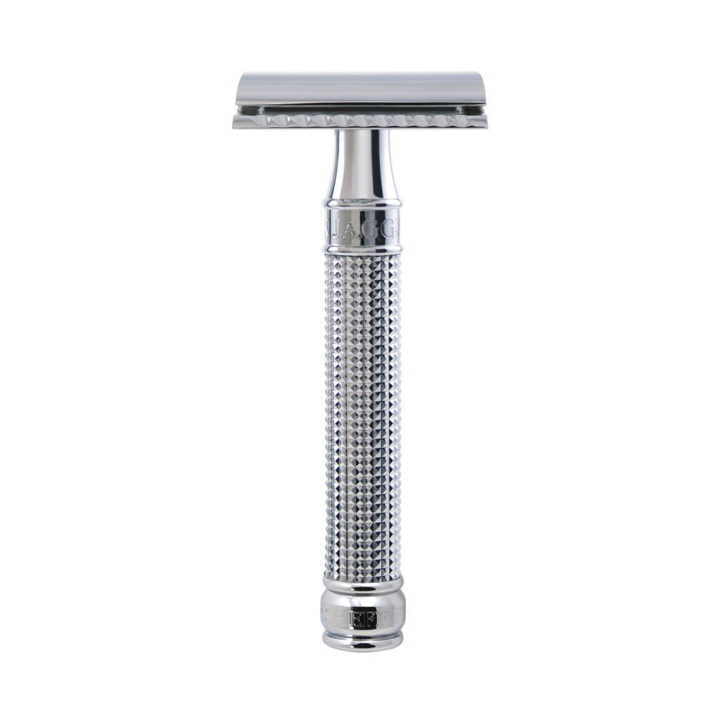 Edwin Jagger 3D Diamond Handle Chrome Double Edge Safety Razor Free Blade