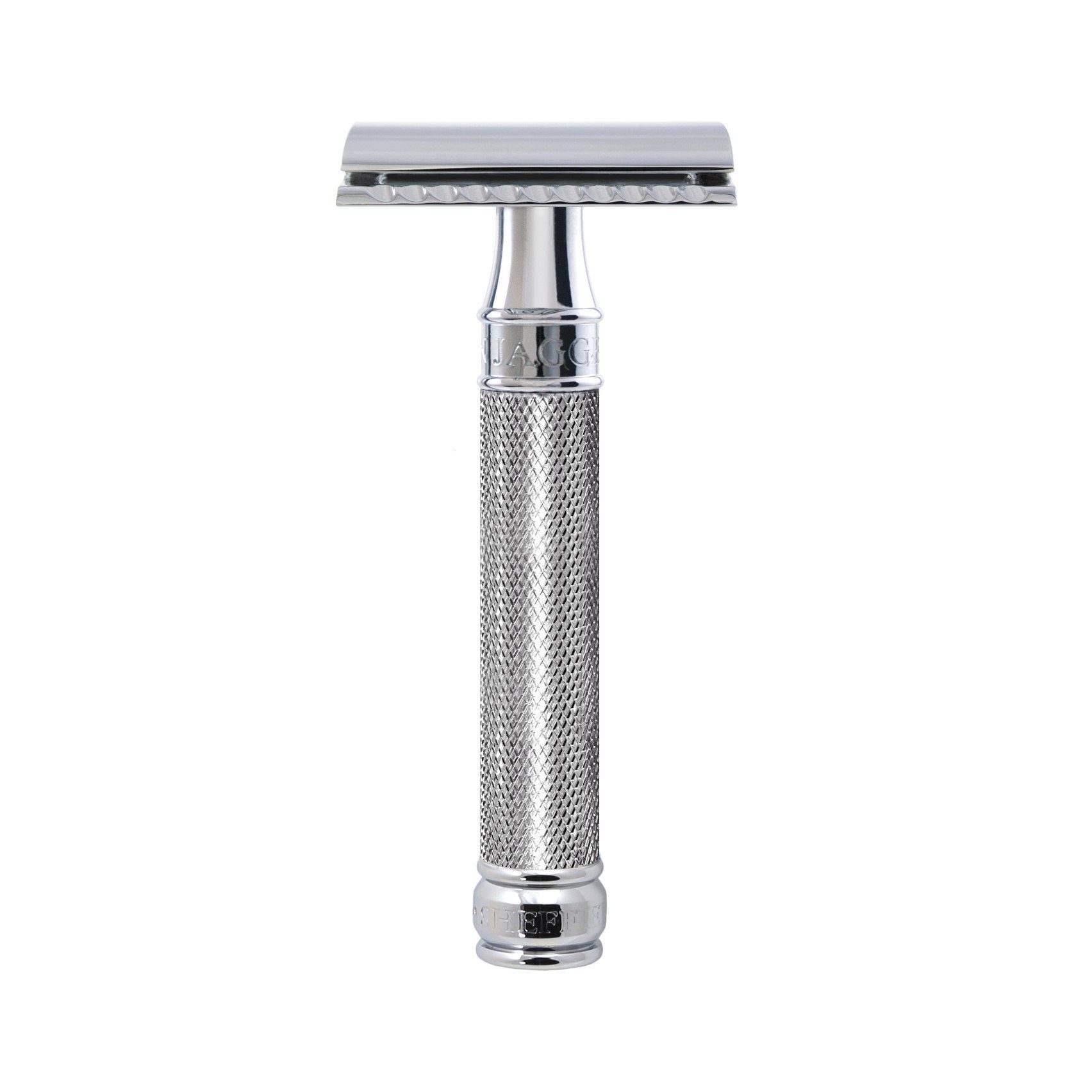 Edwin Jagger Knurled Handle Chrome Plated Double Edge Safety Razor