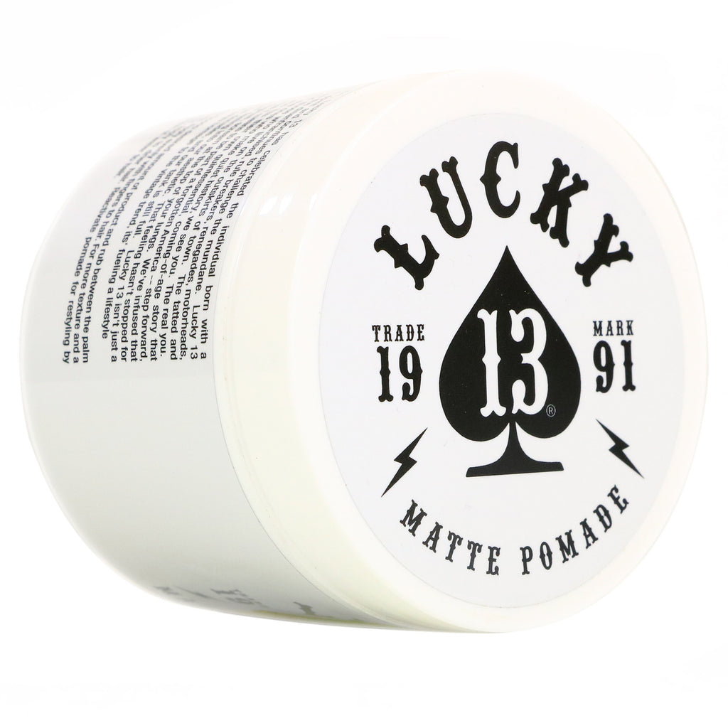 Lucky 13 Barber Supplies Matte Hair Pomade | Water-Based | High Hold | Matte Finish | Tobacco Vanilla Scent, 4oz