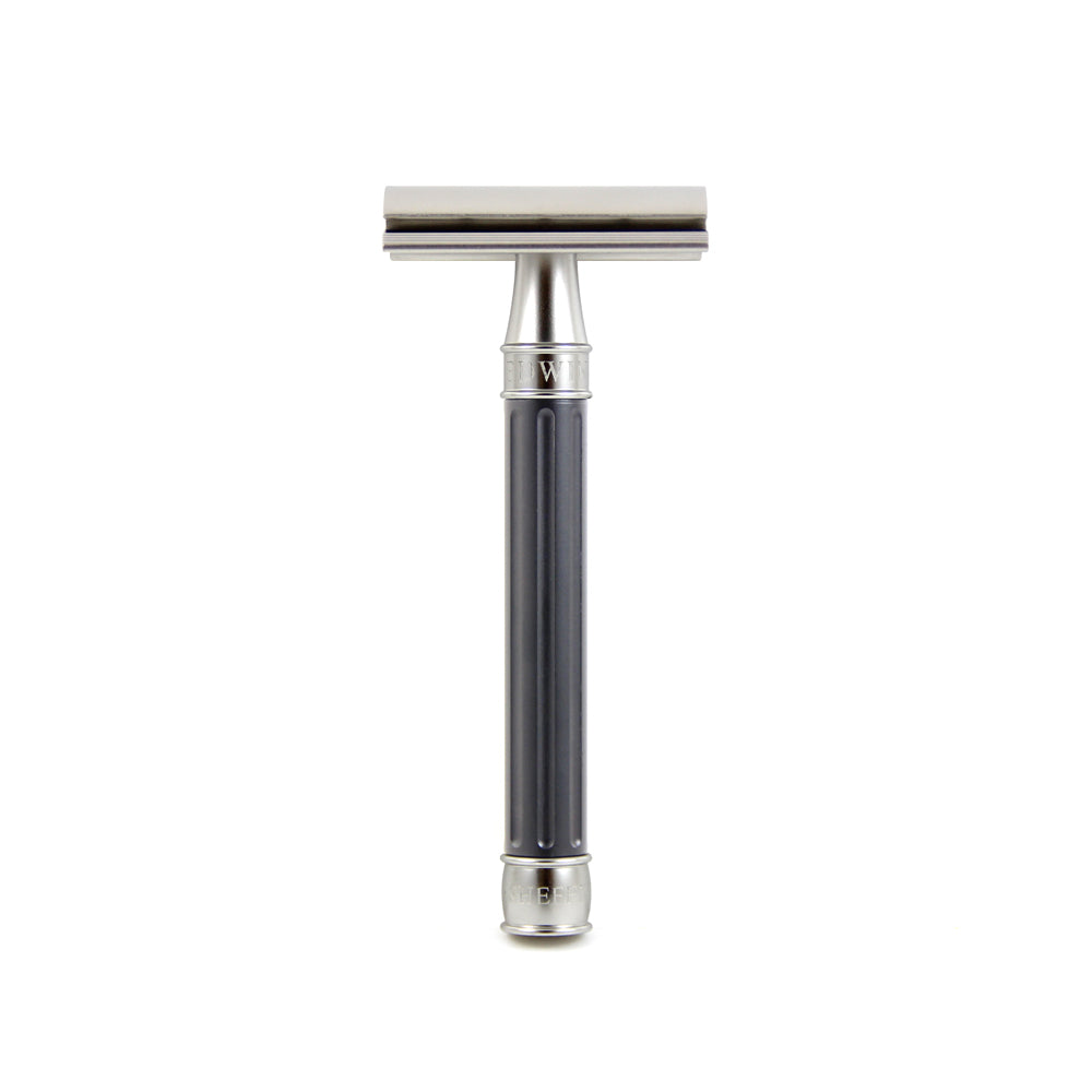 Edwin Jagger 3one6 Stainless Steel Grooved Gun Metal Double Edge Safety Razor