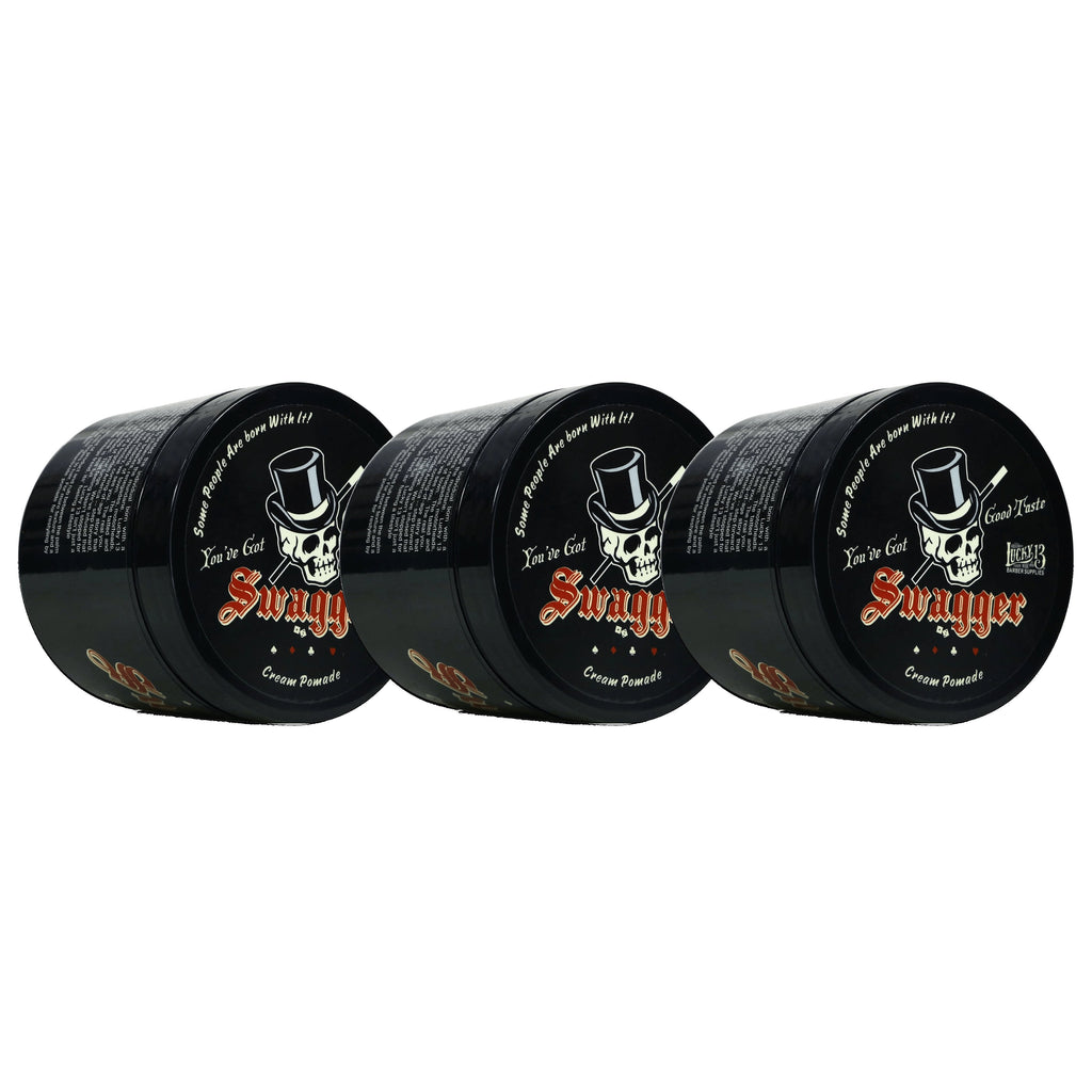Lucky 13 Barber Supplies Swagger Cream Hair Pomade | Water-Based | Light Hold | Medium Shine | Citrus Overload Scent, 4oz
