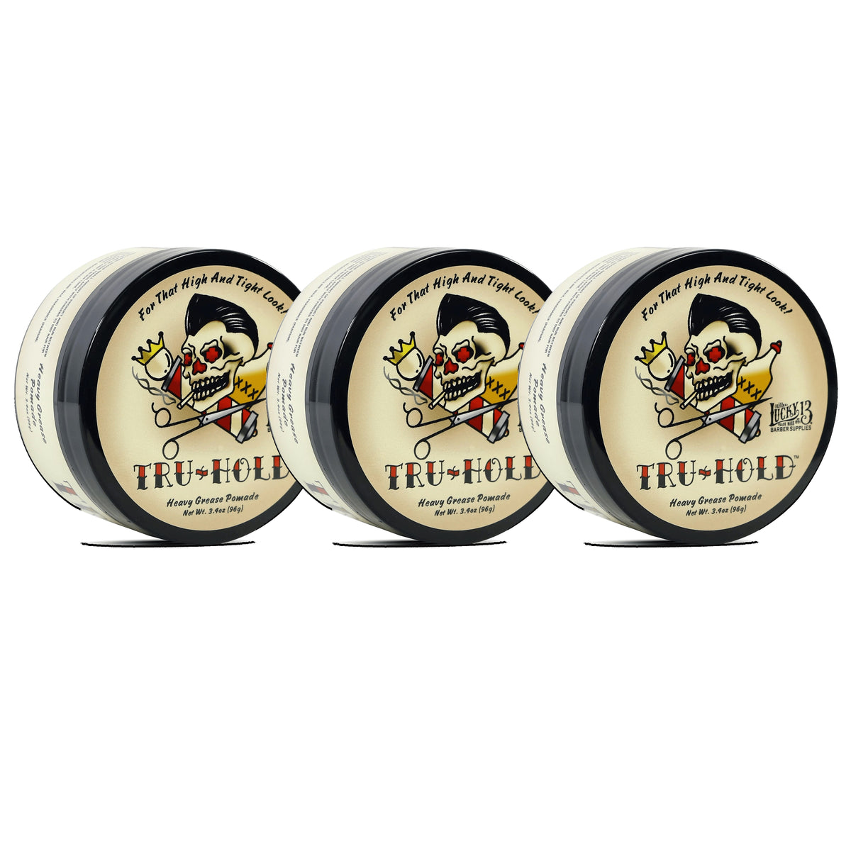 Lucky 13 Tru-Hold Heavy Grease Pomade 3.4oz | Oil Based | Heavy Hold | High Shine